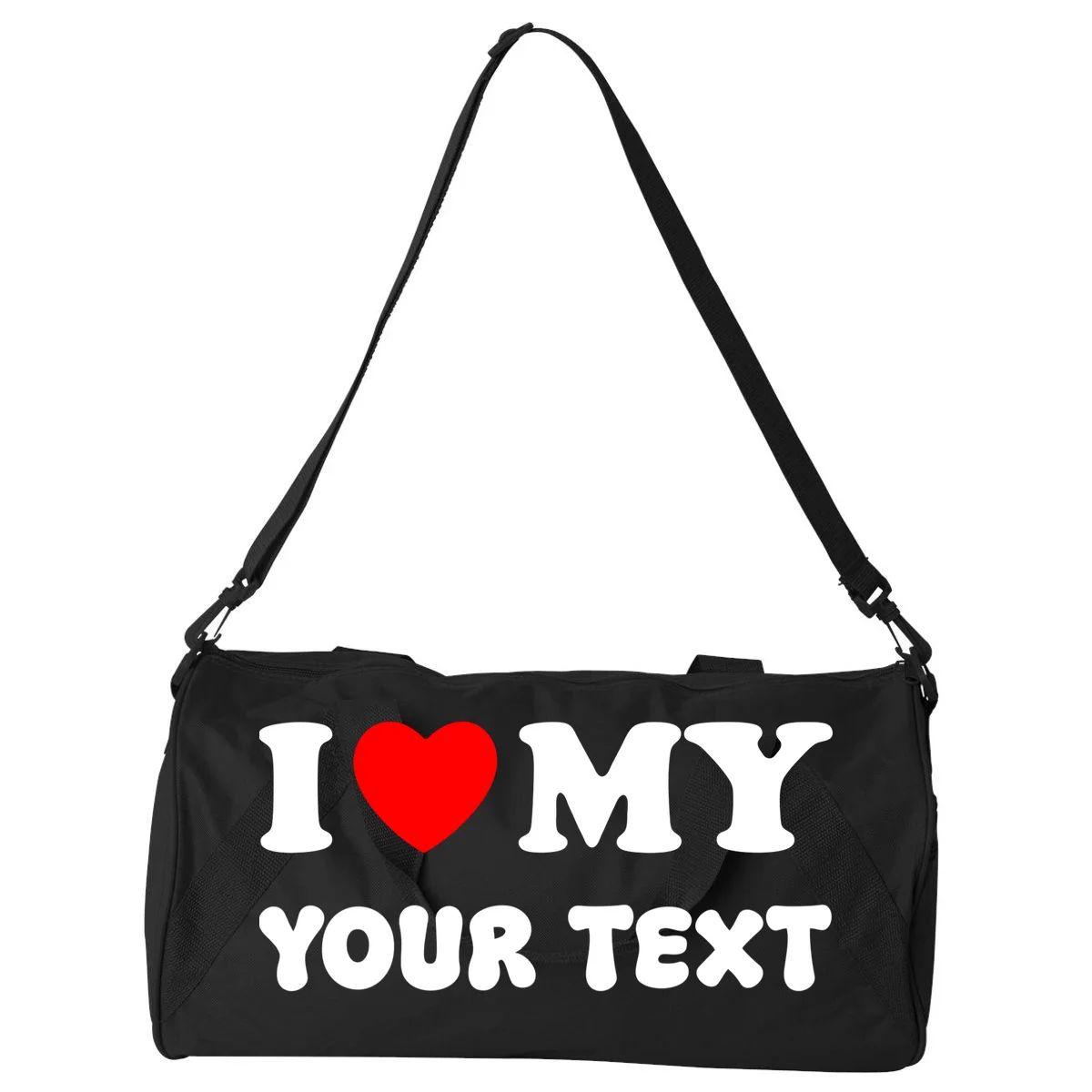 I Love My (Customizable Text) Valentine’s Day Heart Duffel Bag - Front
