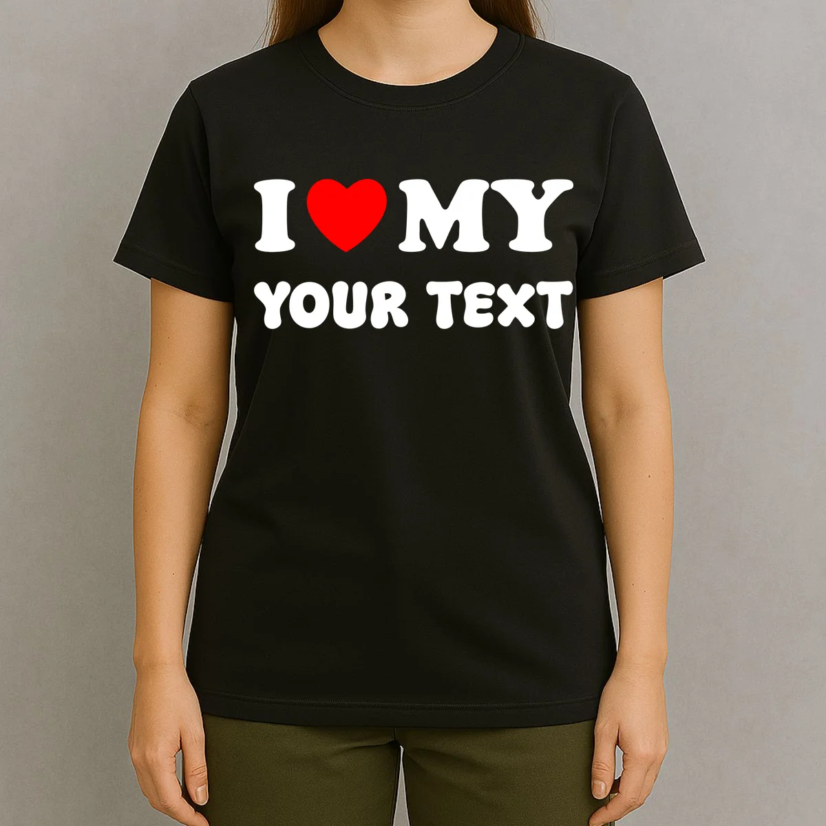 I Love My (Customizable Text) Valentine’s Day Heart T-Shirt - Front 4
