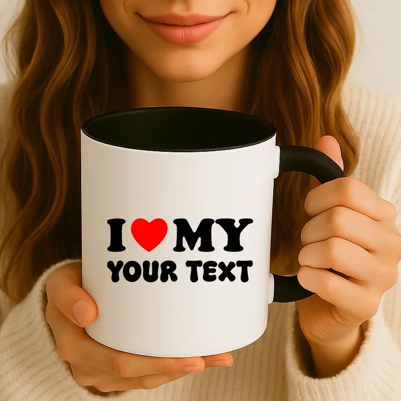 I Love My (Customizable Text) Valentine’s Day Heart Coffee Mug - Front 2