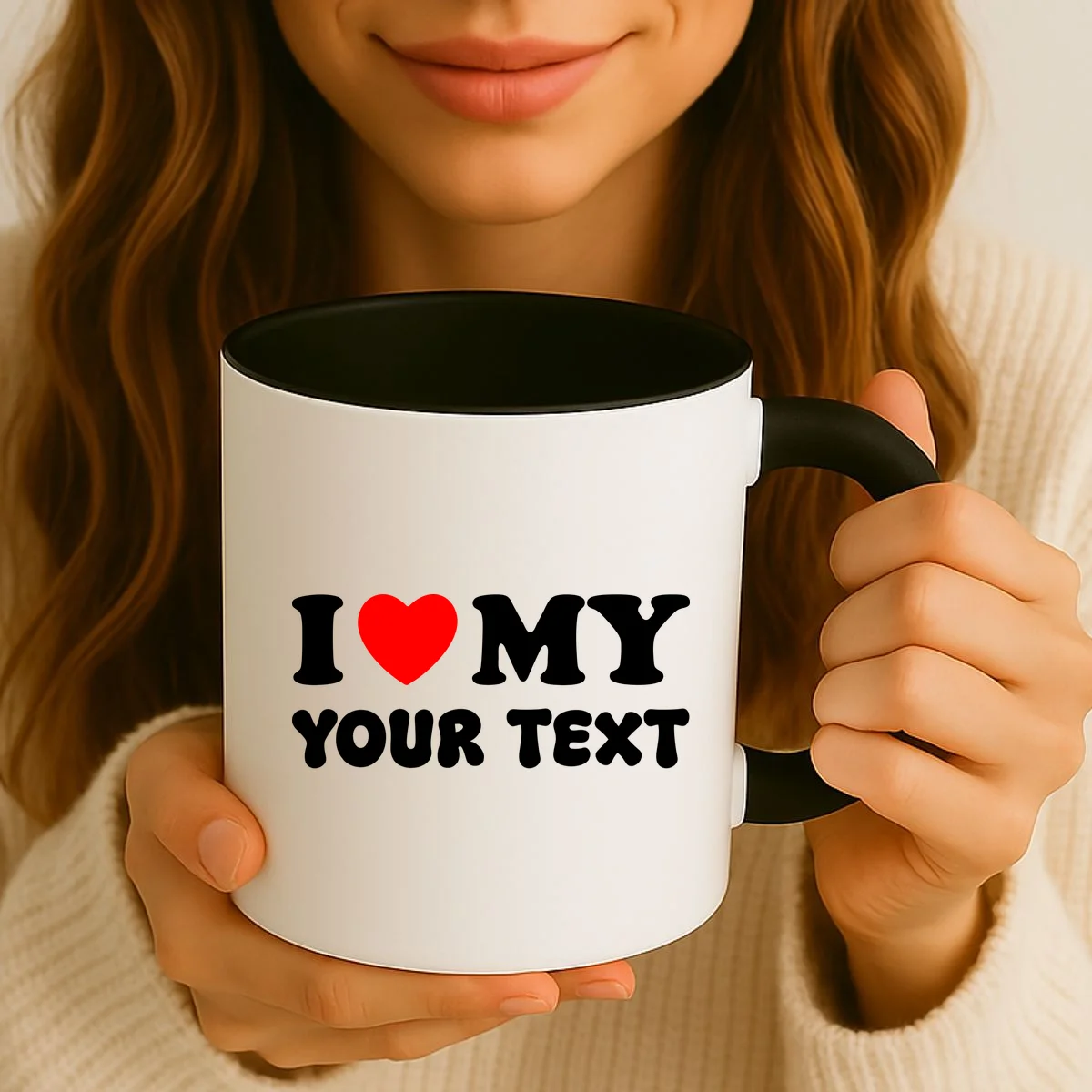 I Love My (Customizable Text) Valentine’s Day Heart Coffee Mug - Front 2
