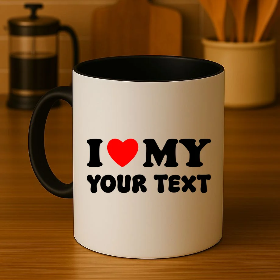 I Love My (Customizable Text) Valentine’s Day Heart Coffee Mug - Front 3