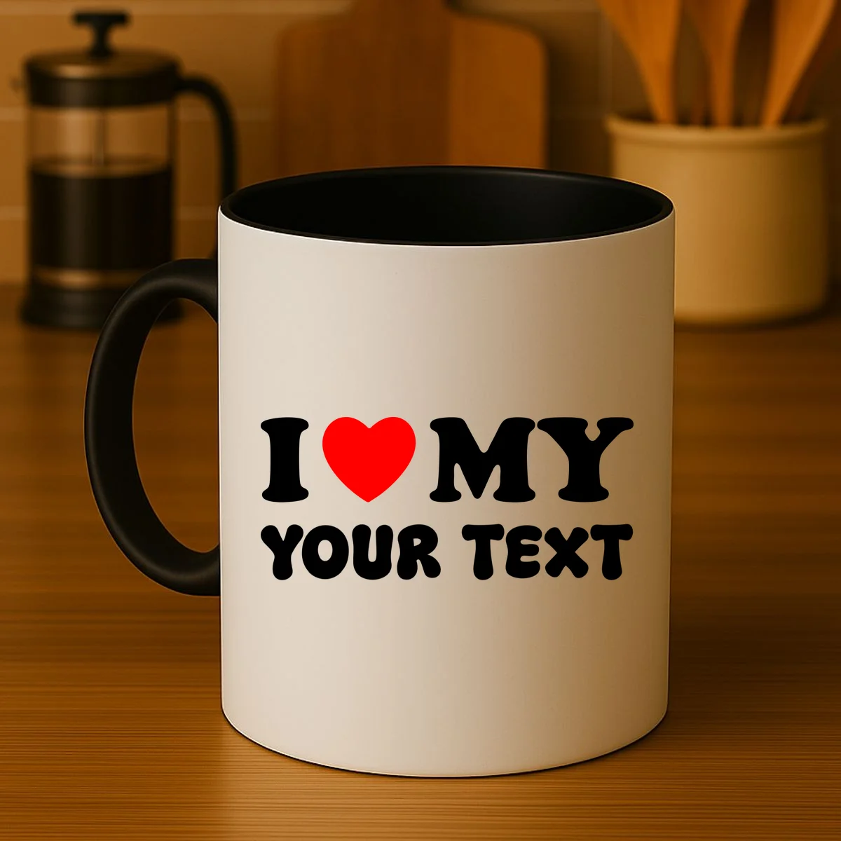 I Love My (Customizable Text) Valentine’s Day Heart Coffee Mug - Front 3