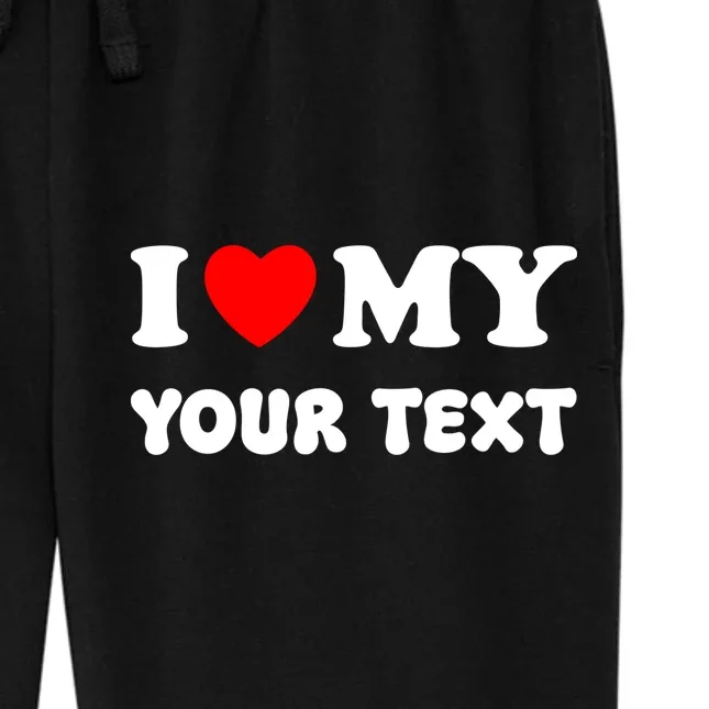 I Love My (Customizable Text) Valentine’s Day Heart Women's Fleece Sweatpants - Front - Close-up
