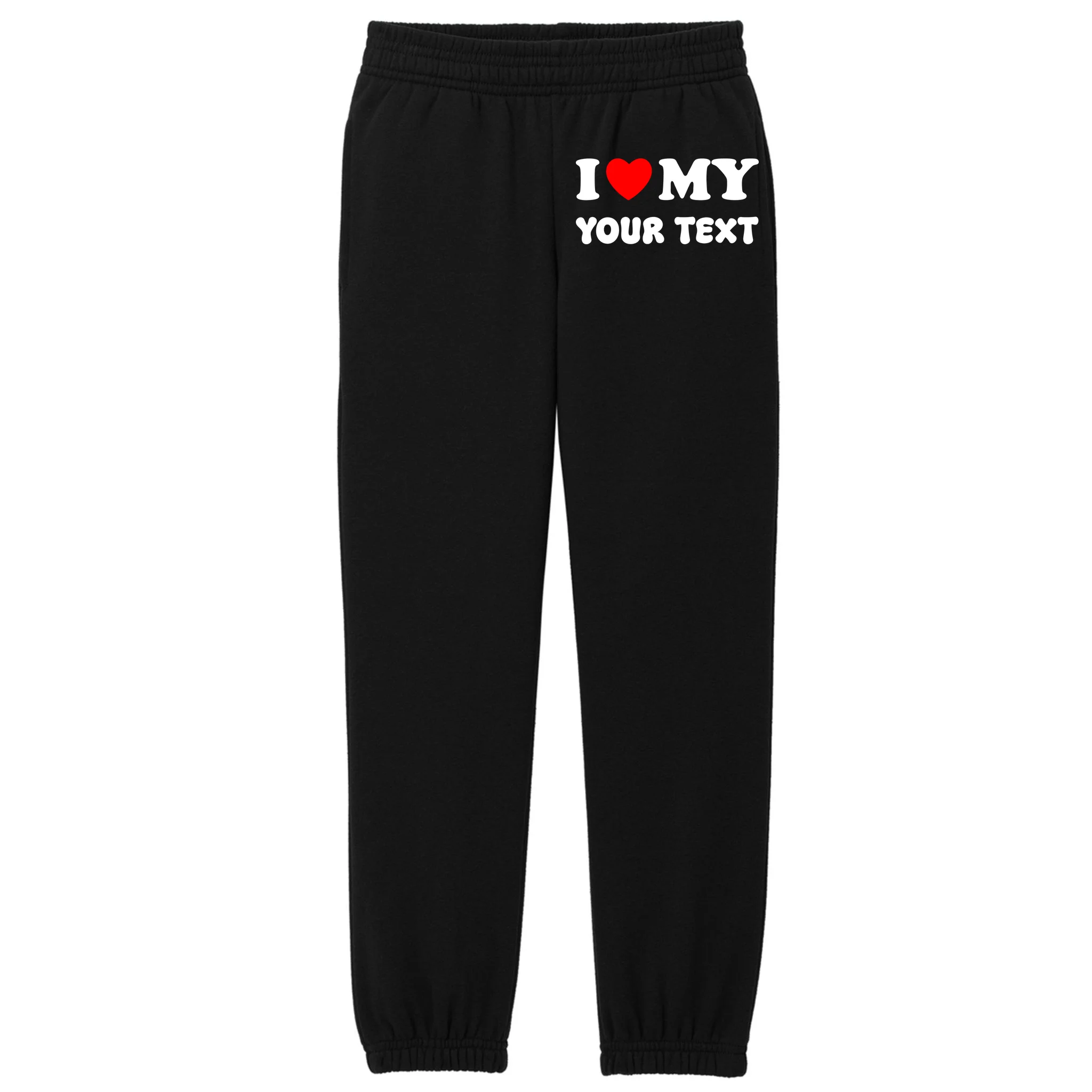 I Love My (Customizable Text) Valentine’s Day Heart Kids Fleece Sweatpants - Front