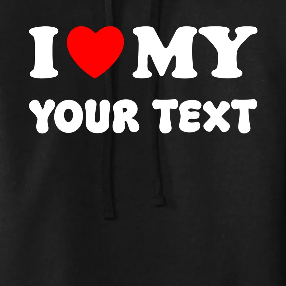 I Love My (Customizable Text) Valentine’s Day Heart Women's Pullover Hoodie - Front - Close-up