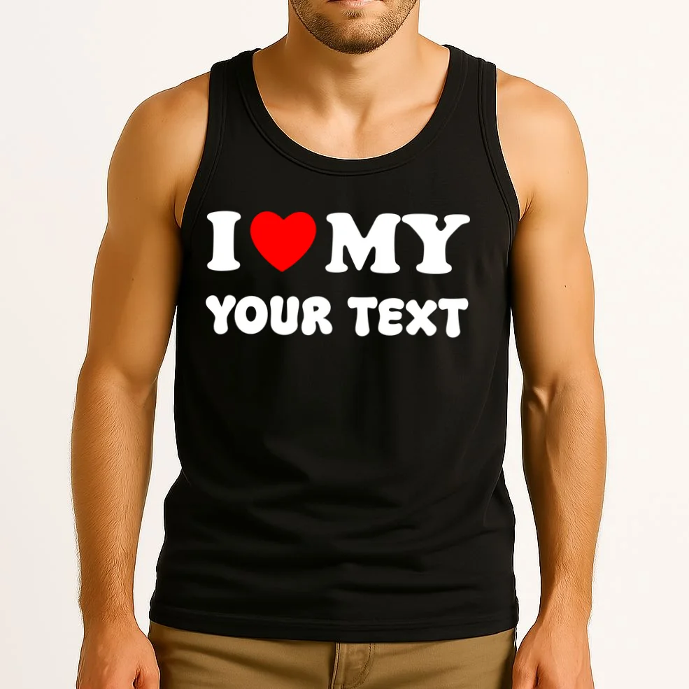 I Love My (Customizable Text) Valentine’s Day Heart Tank Top - Front 2