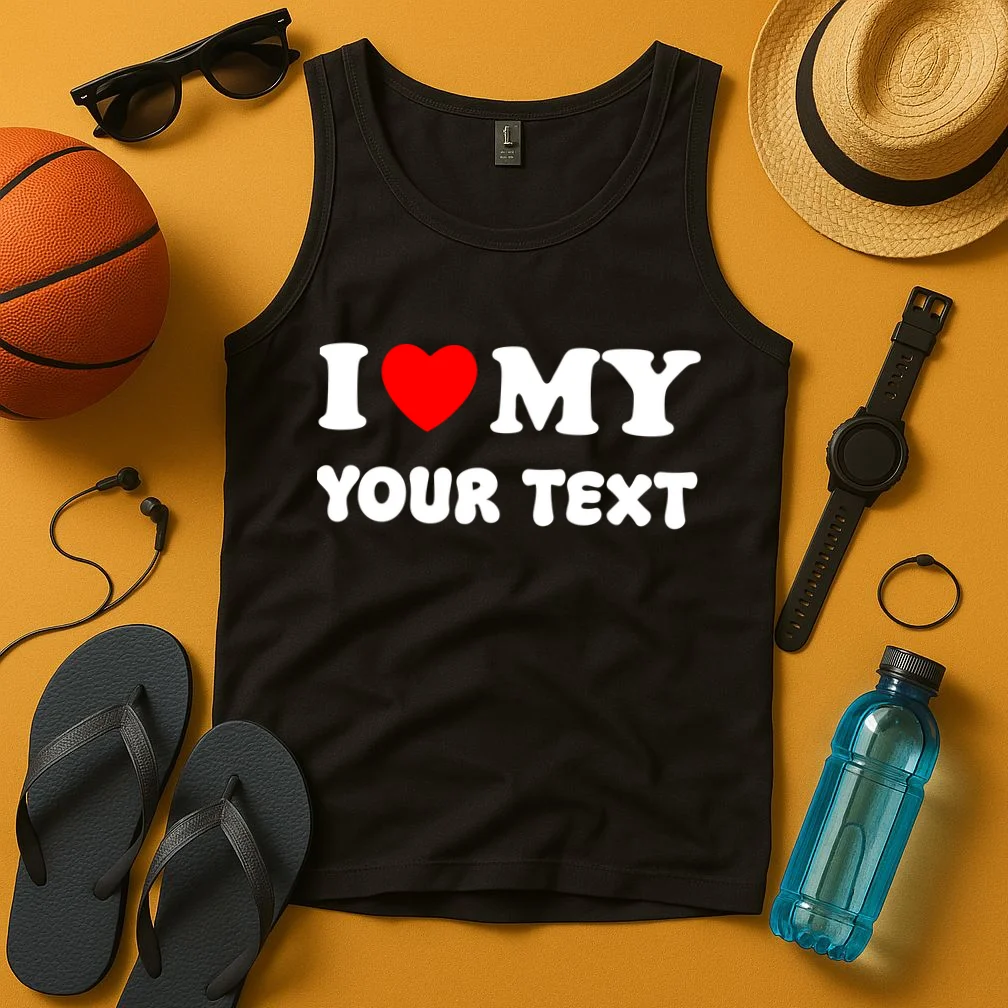 I Love My (Customizable Text) Valentine’s Day Heart Tank Top - Front 3