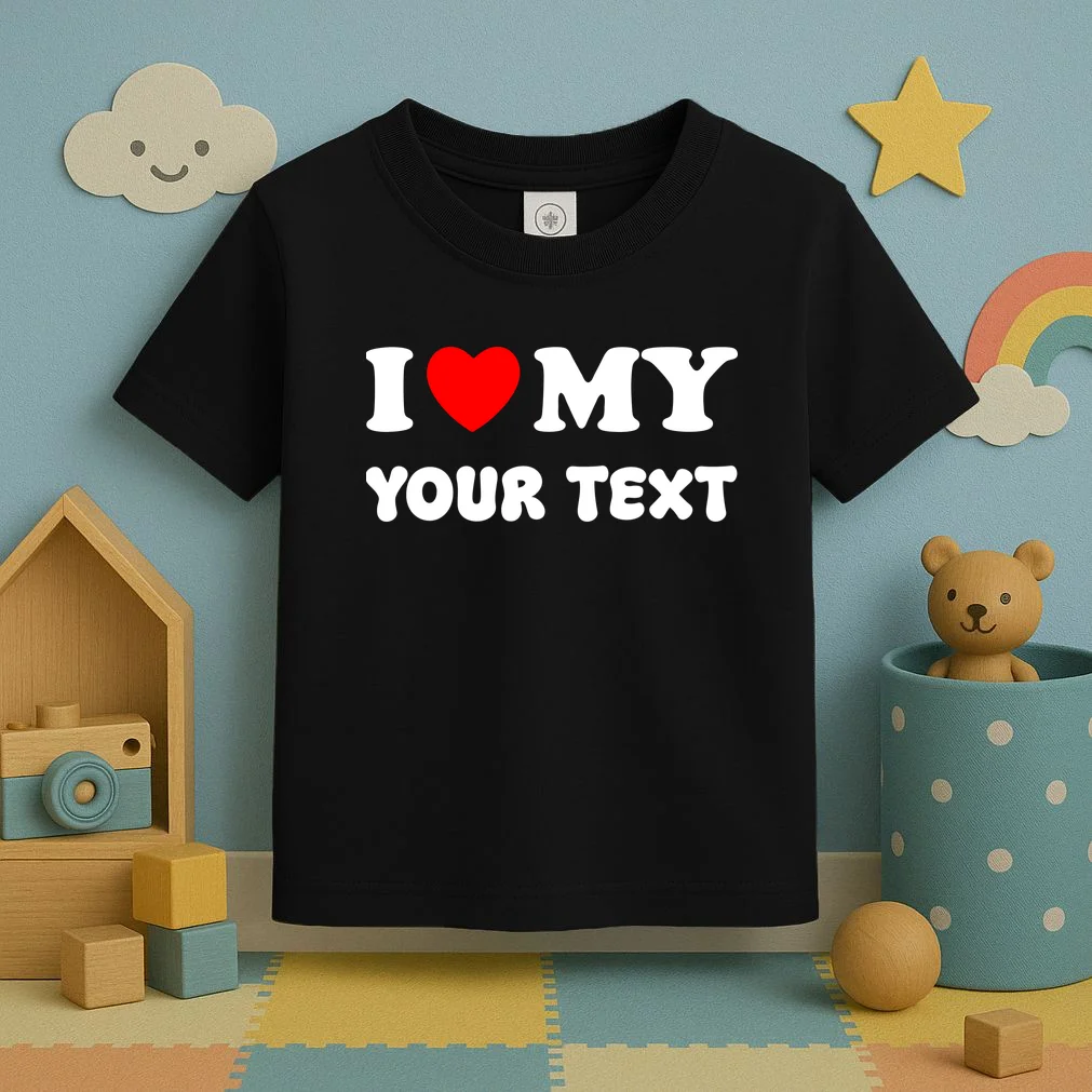 I Love My (Customizable Text) Valentine’s Day Heart Toddler T-Shirt - Front 2
