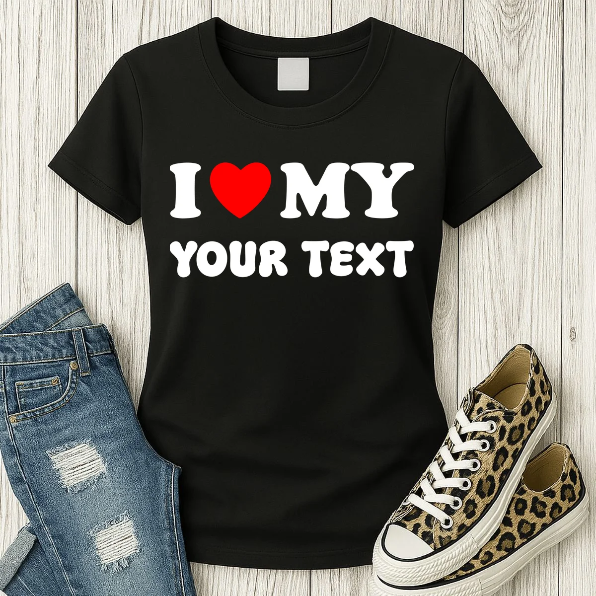 I Love My (Customizable Text) Valentine’s Day Heart Women's T-Shirt - Front 2
