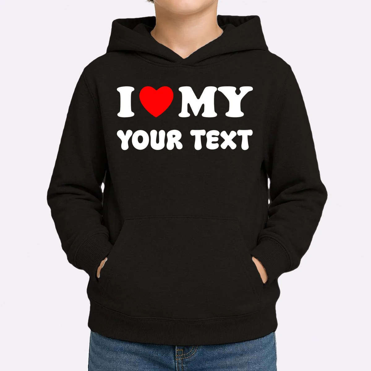 I Love My (Customizable Text) Valentine’s Day Heart Kids Hoodie - Front 1
