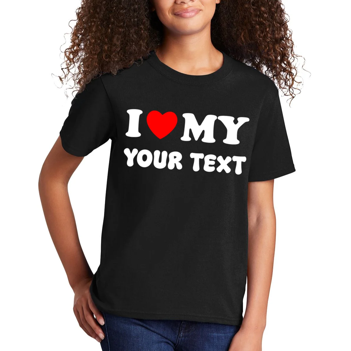 I Love My (Customizable Text) Valentine’s Day Heart Kids T-Shirt - Front 1
