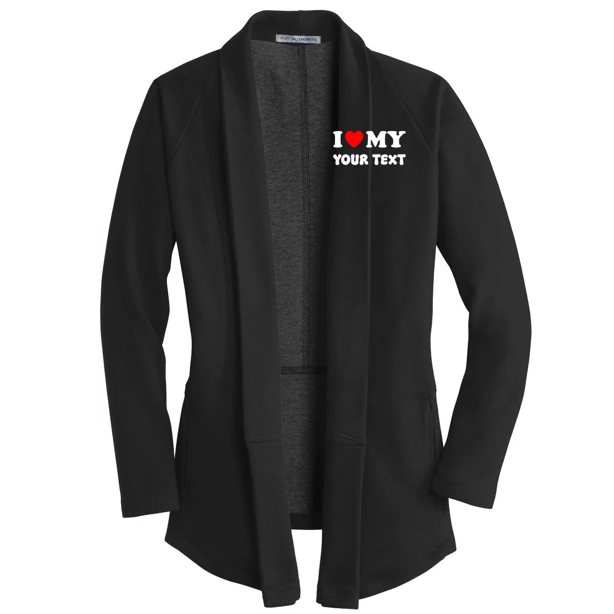 I Love My (Customizable Text) Valentine’s Day Heart Women's Cardigan - Front