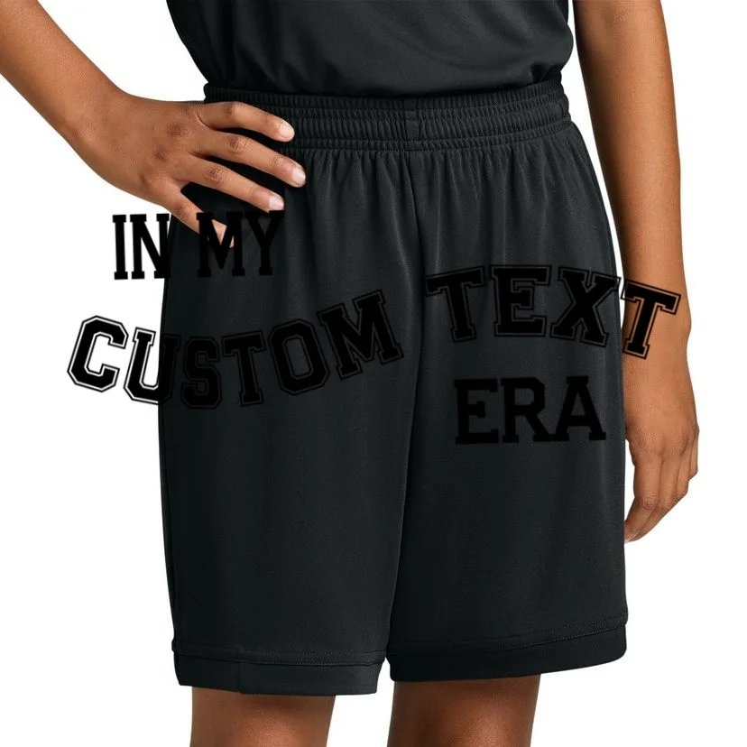 In My Custom Text Era Personalized Funny Varsity Kids Shorts - Front 1