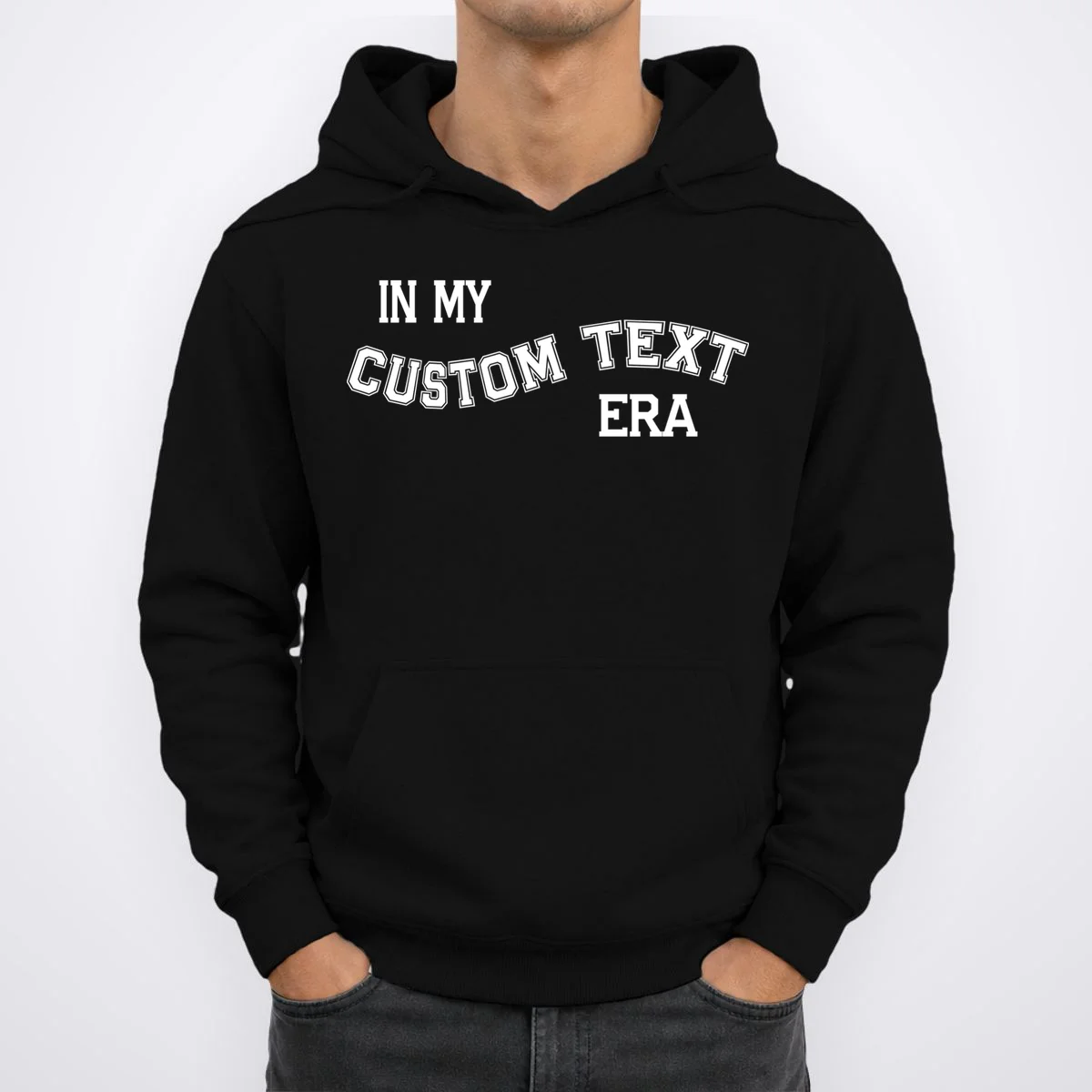 In My Custom Text Era Personalized Funny Varsity Men's Hoodie - Front 1