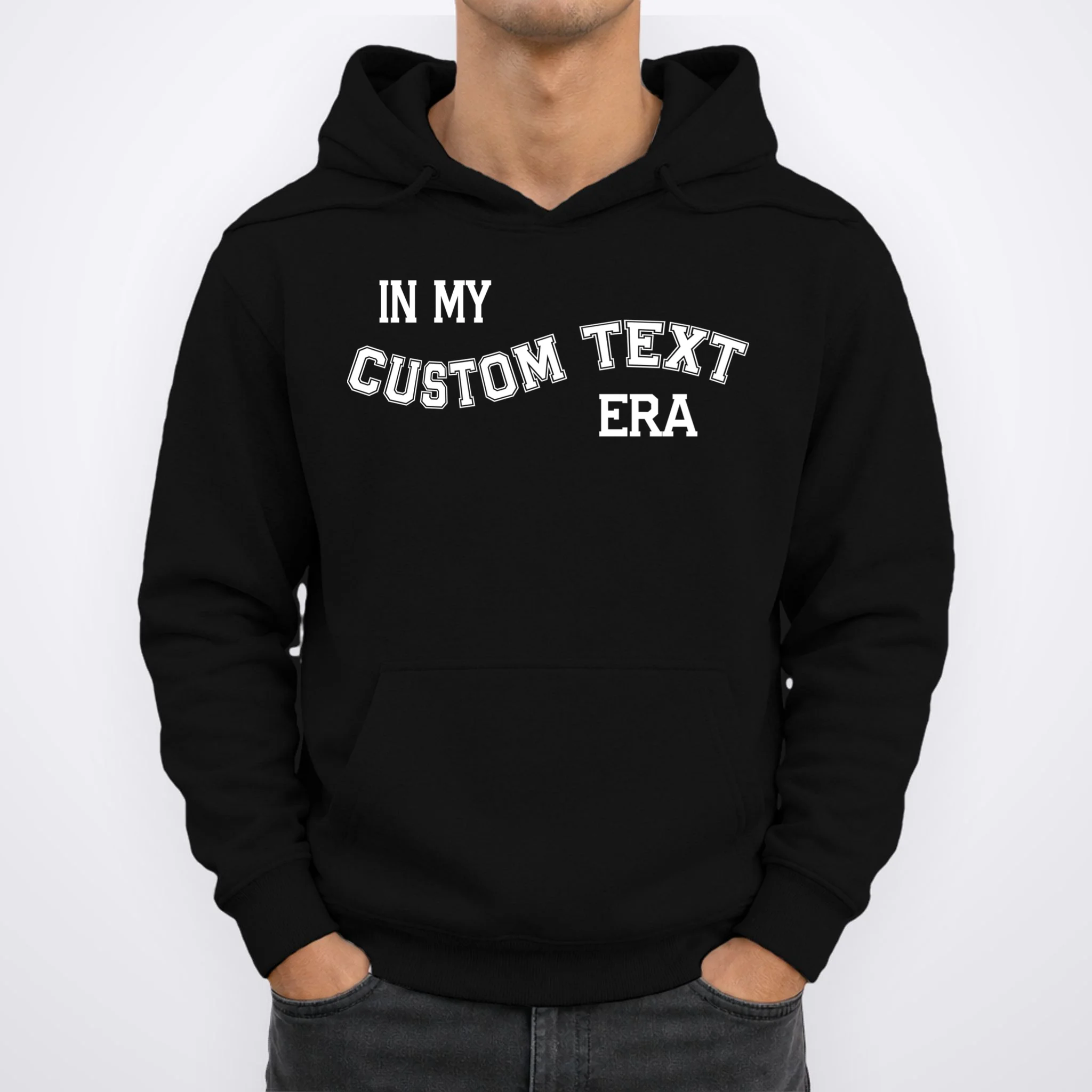 In My Custom Text Era Personalized Funny Varsity Men's Hoodie - Front 1