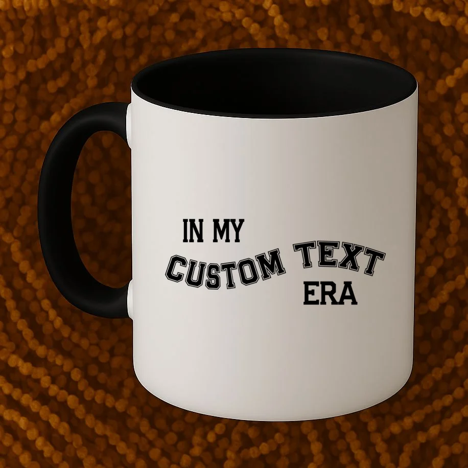 In My Custom Text Era Personalized Funny Varsity Coffee Mug - Front 1