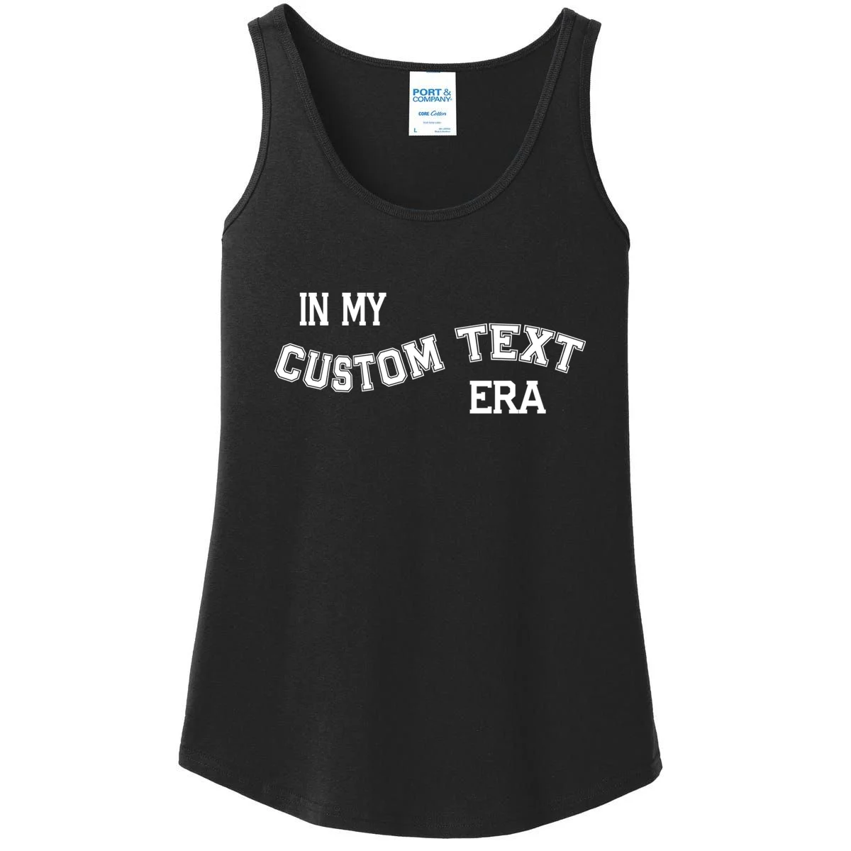 In My Custom Text Era Personalized Funny Varsity Women's Tank Top - Front