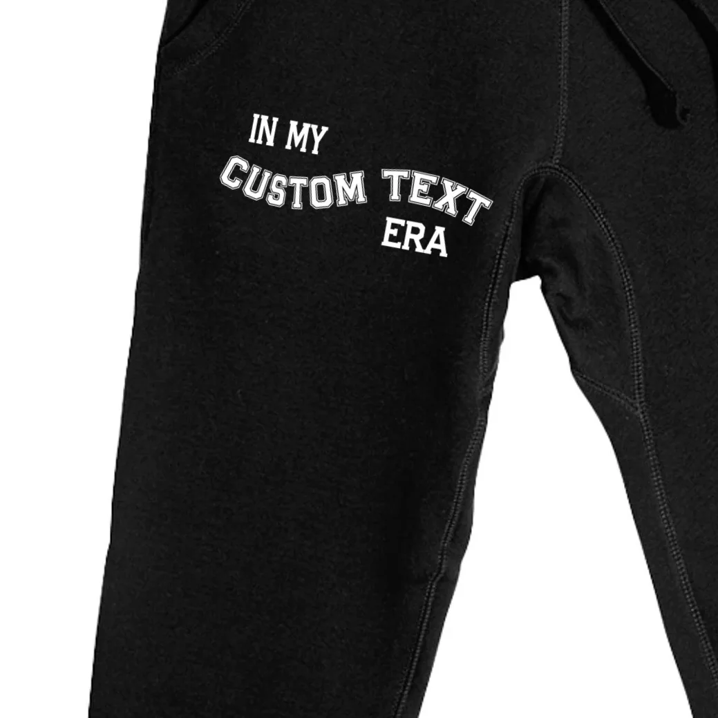 In My Custom Text Era Personalized Funny Varsity Men's Sweatpants - Front - Close-up