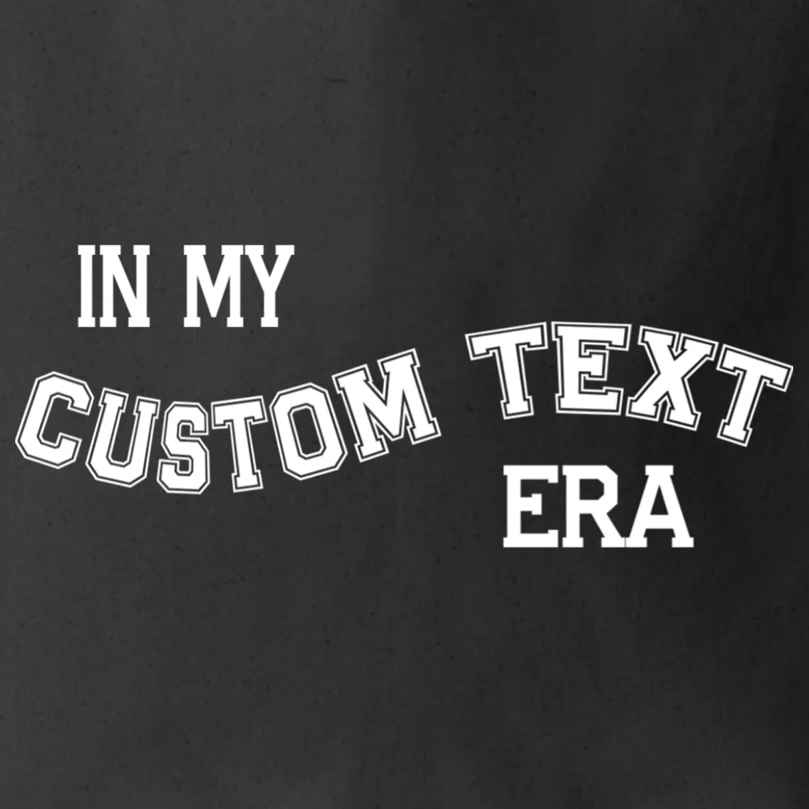 In My Custom Text Era Personalized Funny Varsity Tote Bag - Front - Close-up