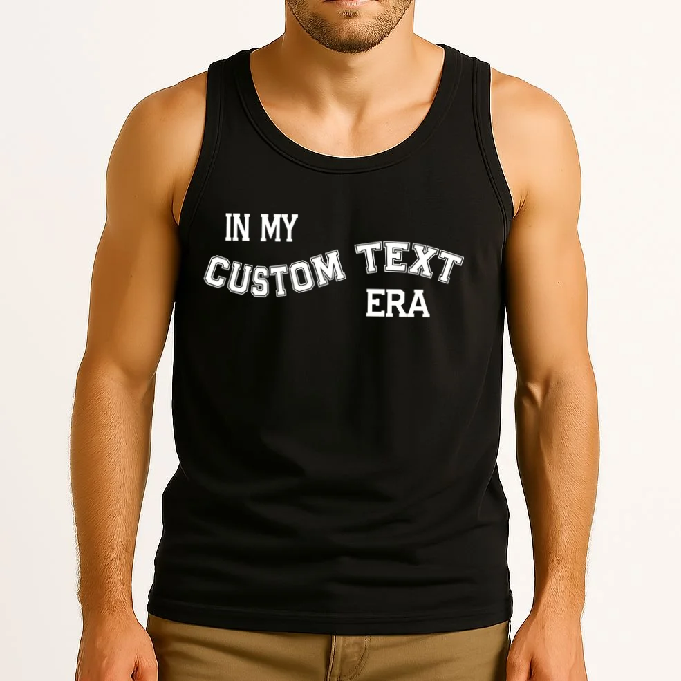 In My Custom Text Era Personalized Funny Varsity Tank Top - Front 2