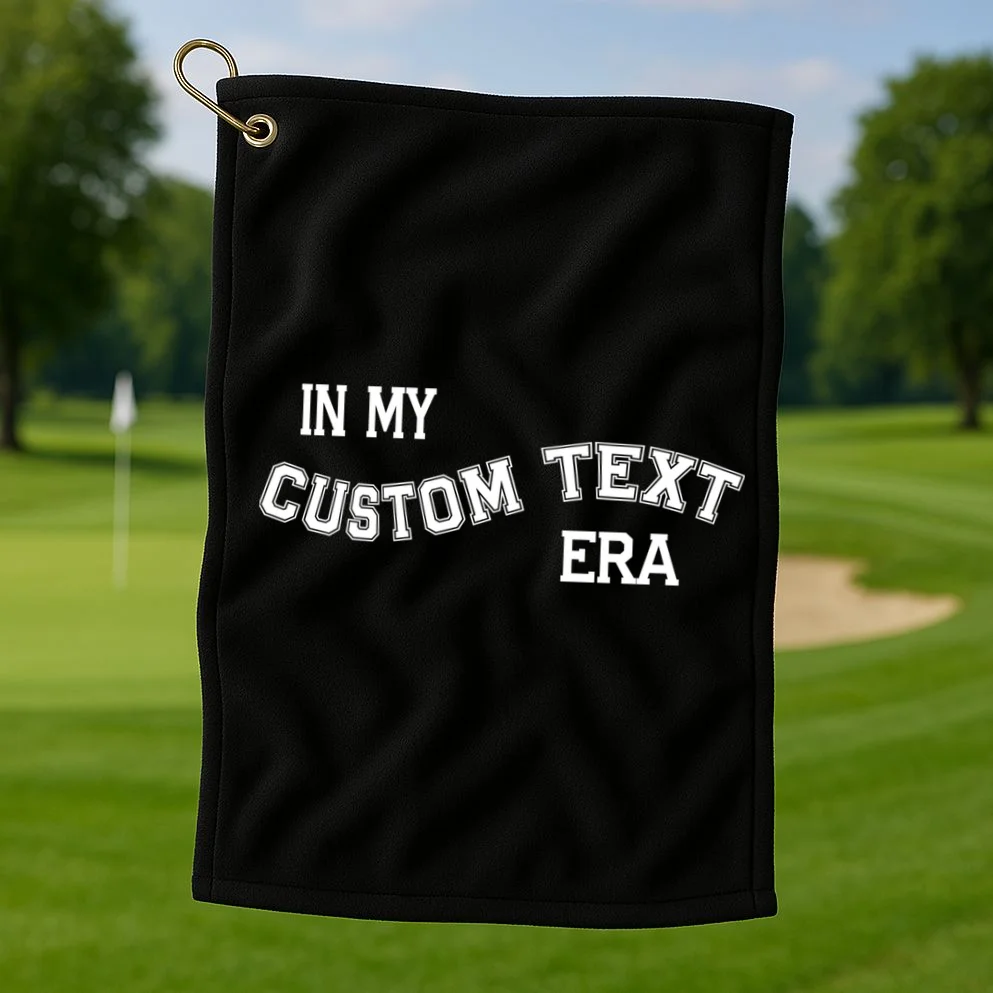 In My Custom Text Era Personalized Funny Varsity Golf Towel - Front 1
