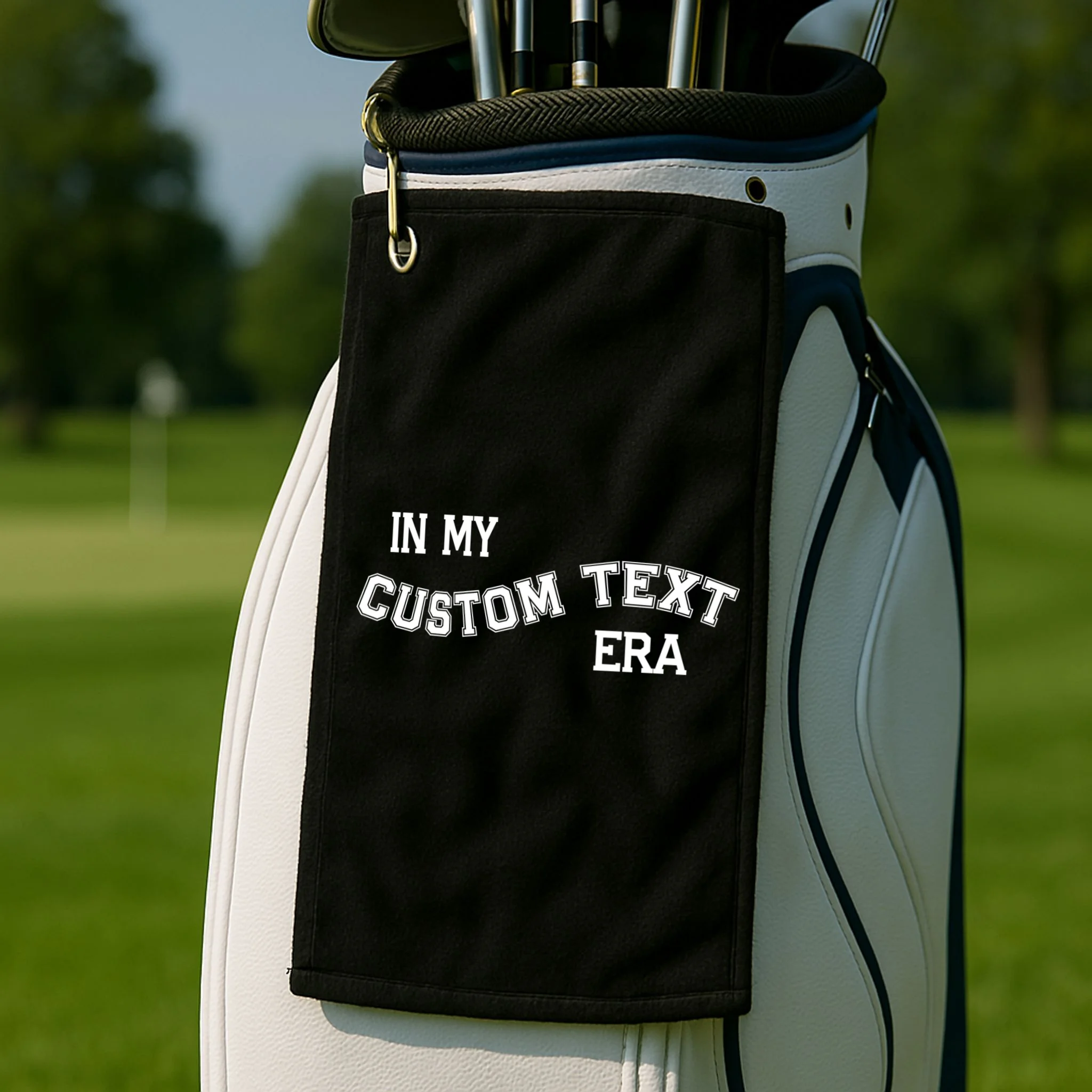 In My Custom Text Era Personalized Funny Varsity Golf Towel - Front 2