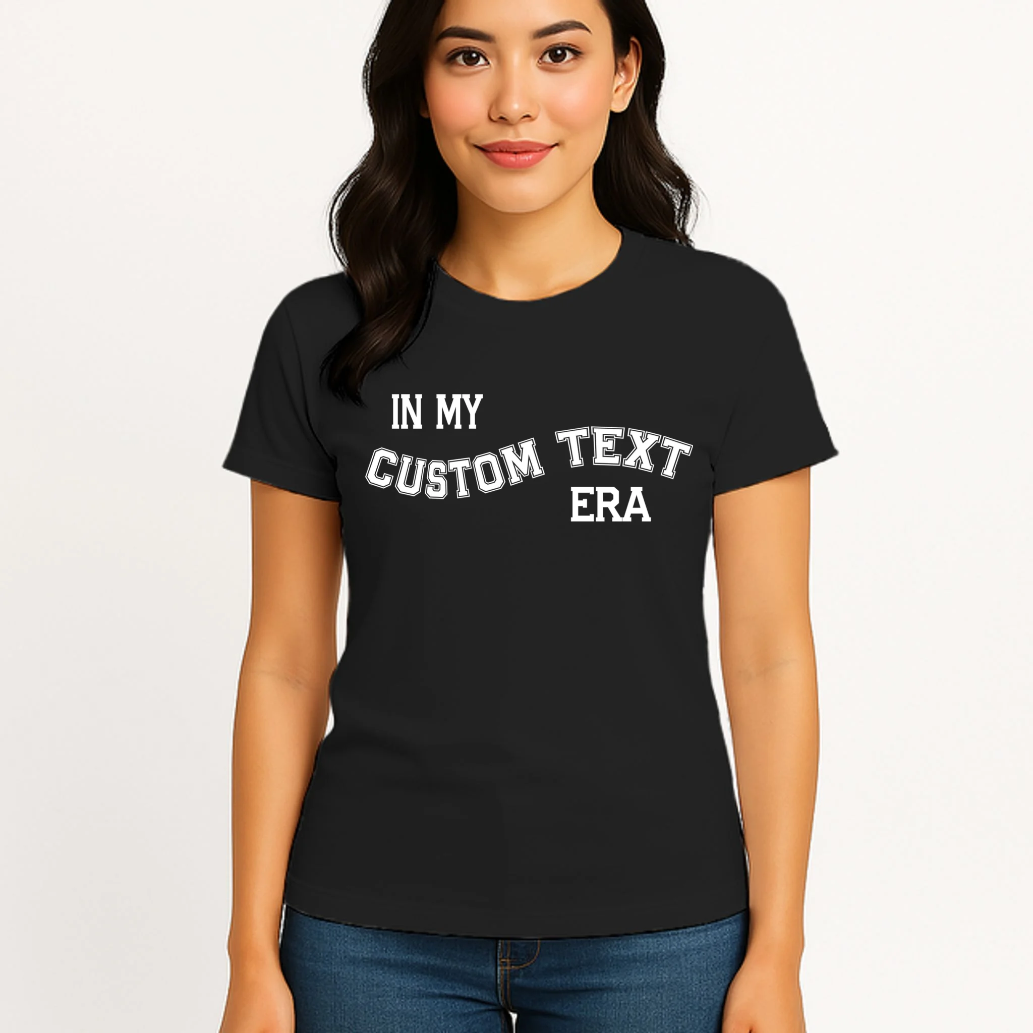 In My Custom Text Era Personalized Funny Varsity Women's T-Shirt - Front 3