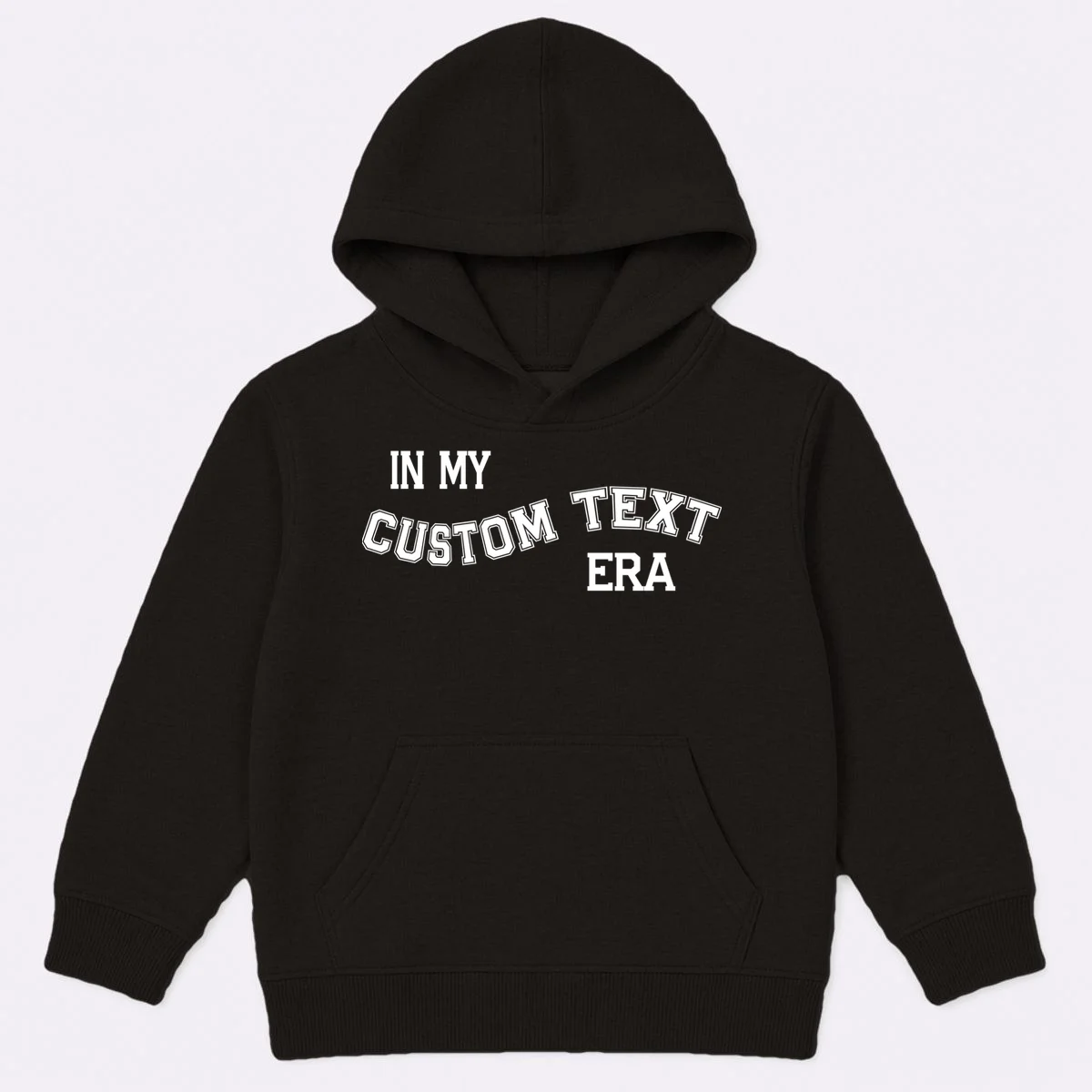 In My Custom Text Era Personalized Funny Varsity Kids Hoodie - Front
