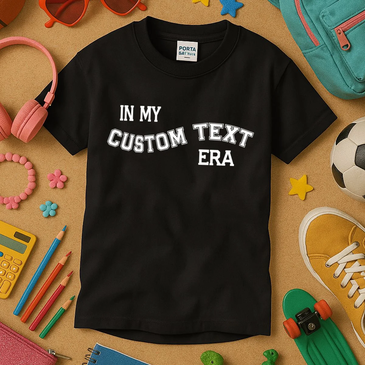 In My Custom Text Era Personalized Funny Varsity Kids T-Shirt - Front 2