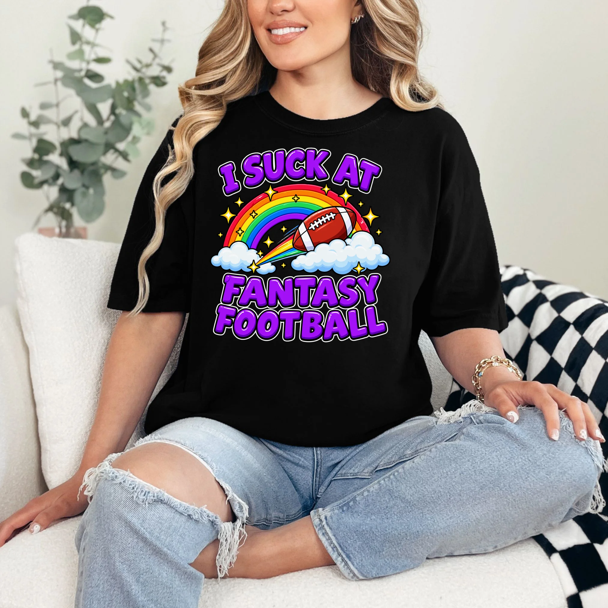 I Suck At Fantasy Football Personalized T-Shirt - Front 1