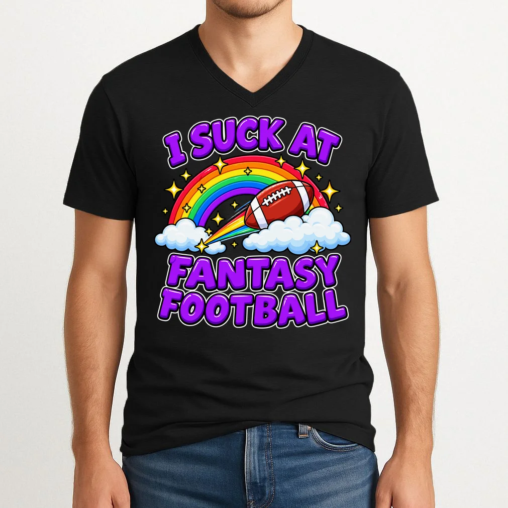 I Suck At Fantasy Football Personalized V-Neck T-Shirt - Front 1
