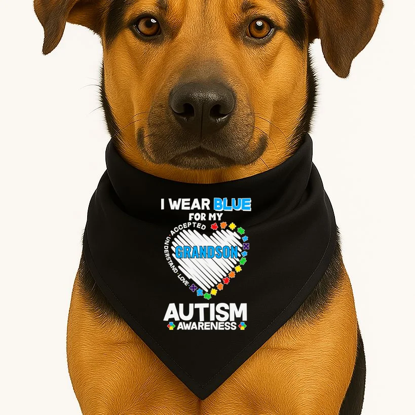 I Wear Blue For Custom Persoanlized Text Autism Awareness Dog Bandana - Front 1