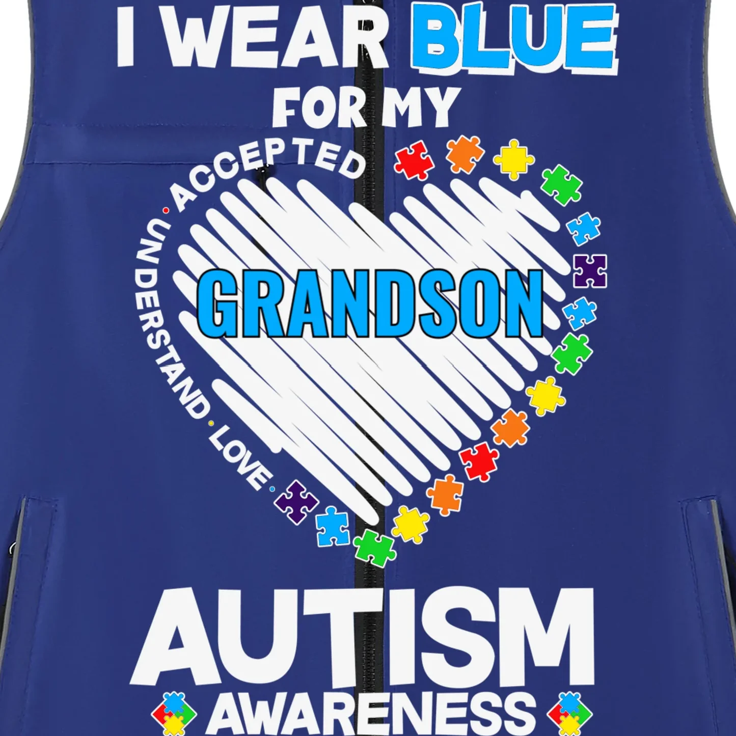 I Wear Blue For Custom Persoanlized Text Autism Awareness Men's Vest - Front - Close-up