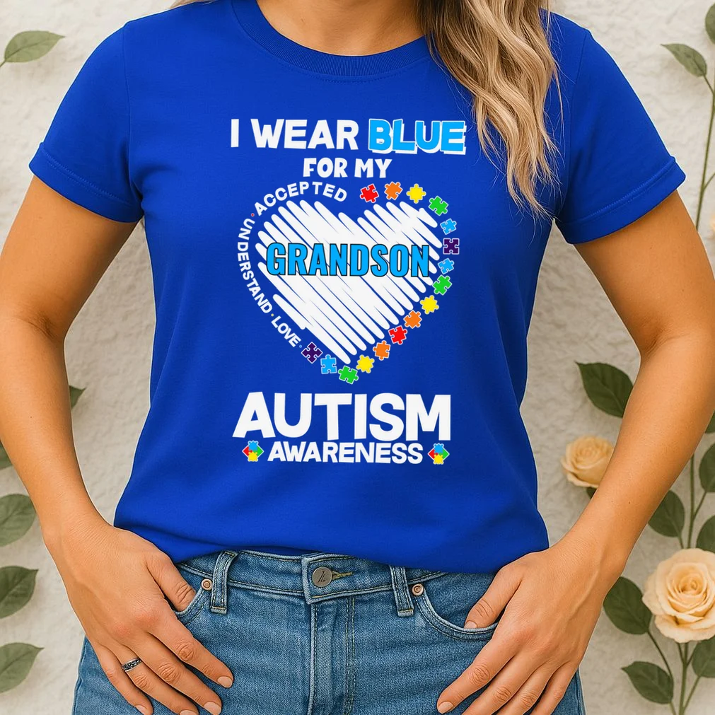 I Wear Blue For Custom Persoanlized Text Autism Awareness Women's T-Shirt - Front 1