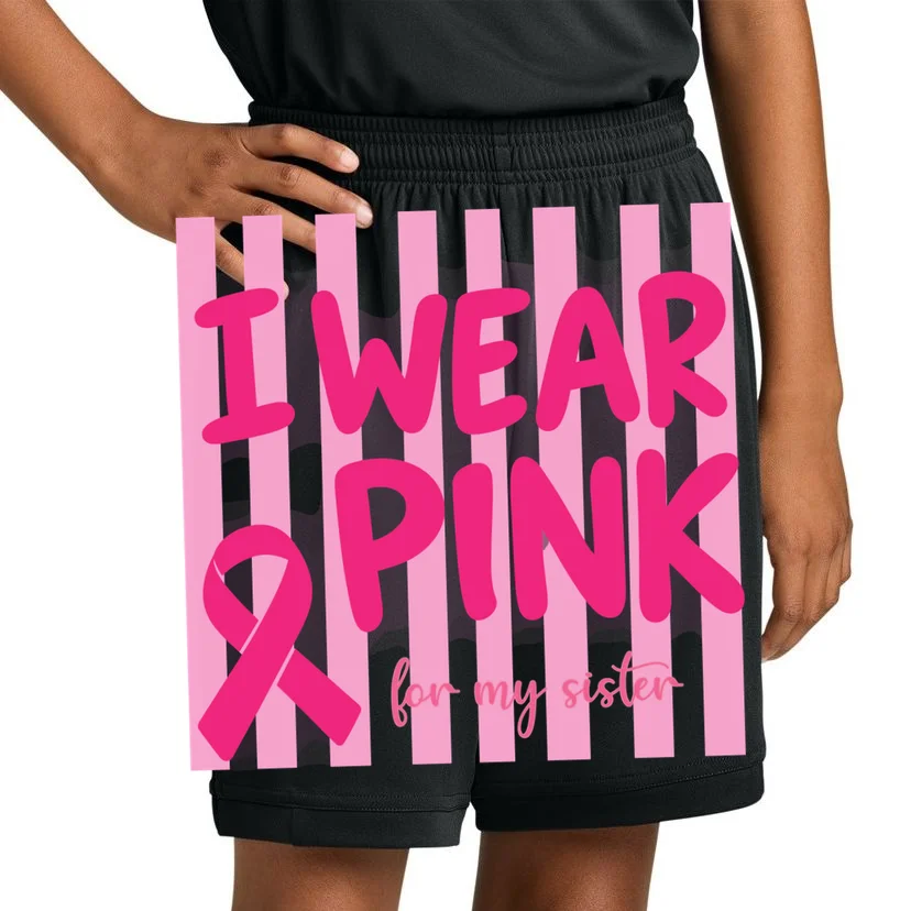 I Wear Pink Breast Cancer Awareness Personalized Relationship Custom Gift - Pink Ribbon Custom Relationship Gift Kids Shorts - Front 1