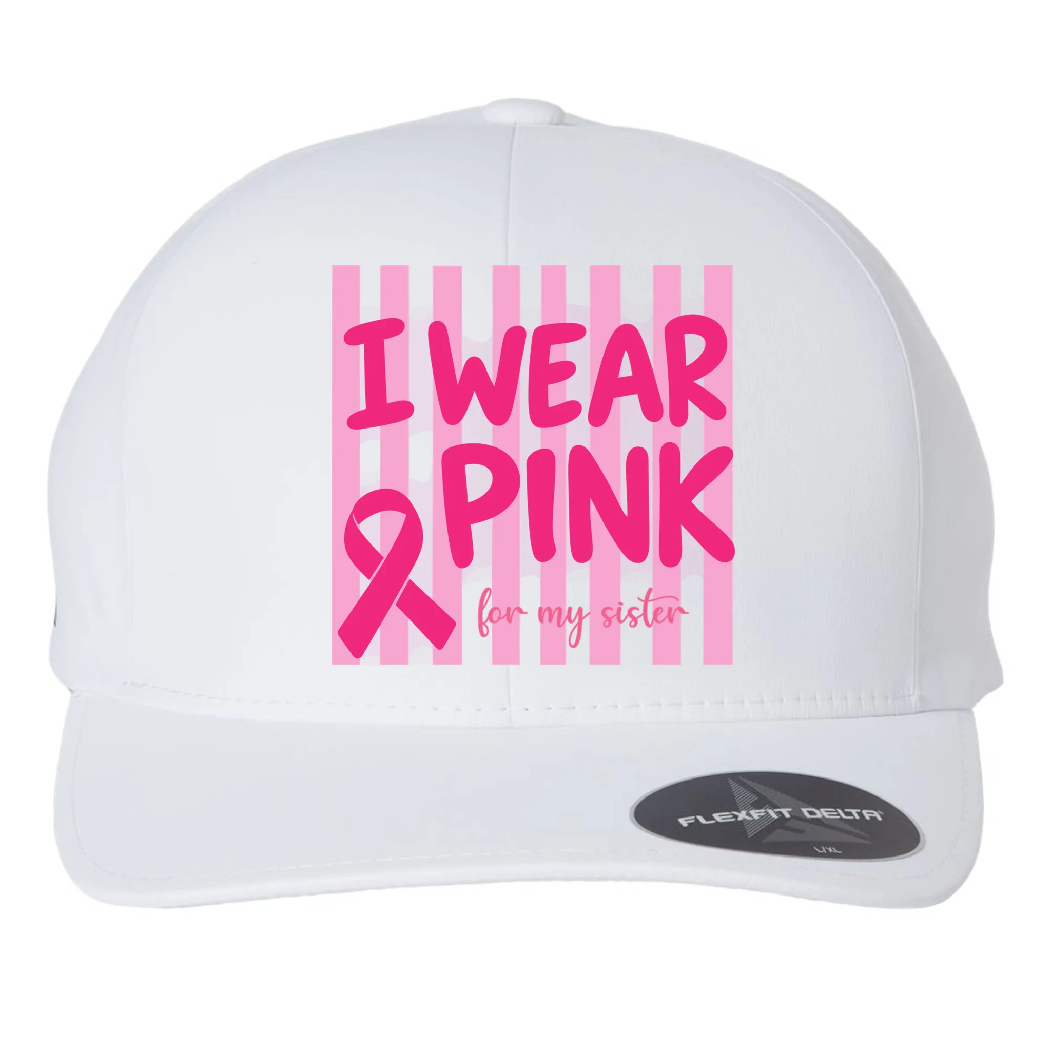 I Wear Pink Breast Cancer Awareness Personalized Relationship Custom Gift - Pink Ribbon Custom Relationship Gift Flexfit Men's Snapback Hat - Front