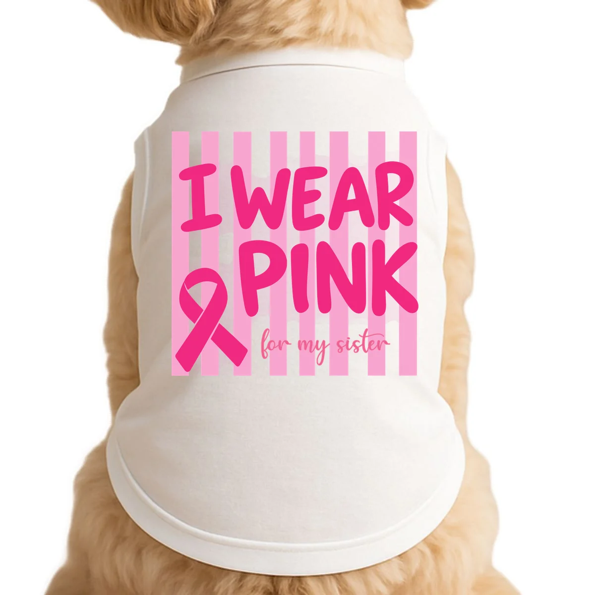 I Wear Pink Breast Cancer Awareness Personalized Relationship Custom Gift - Pink Ribbon Custom Relationship Gift Doggie Tank - Front