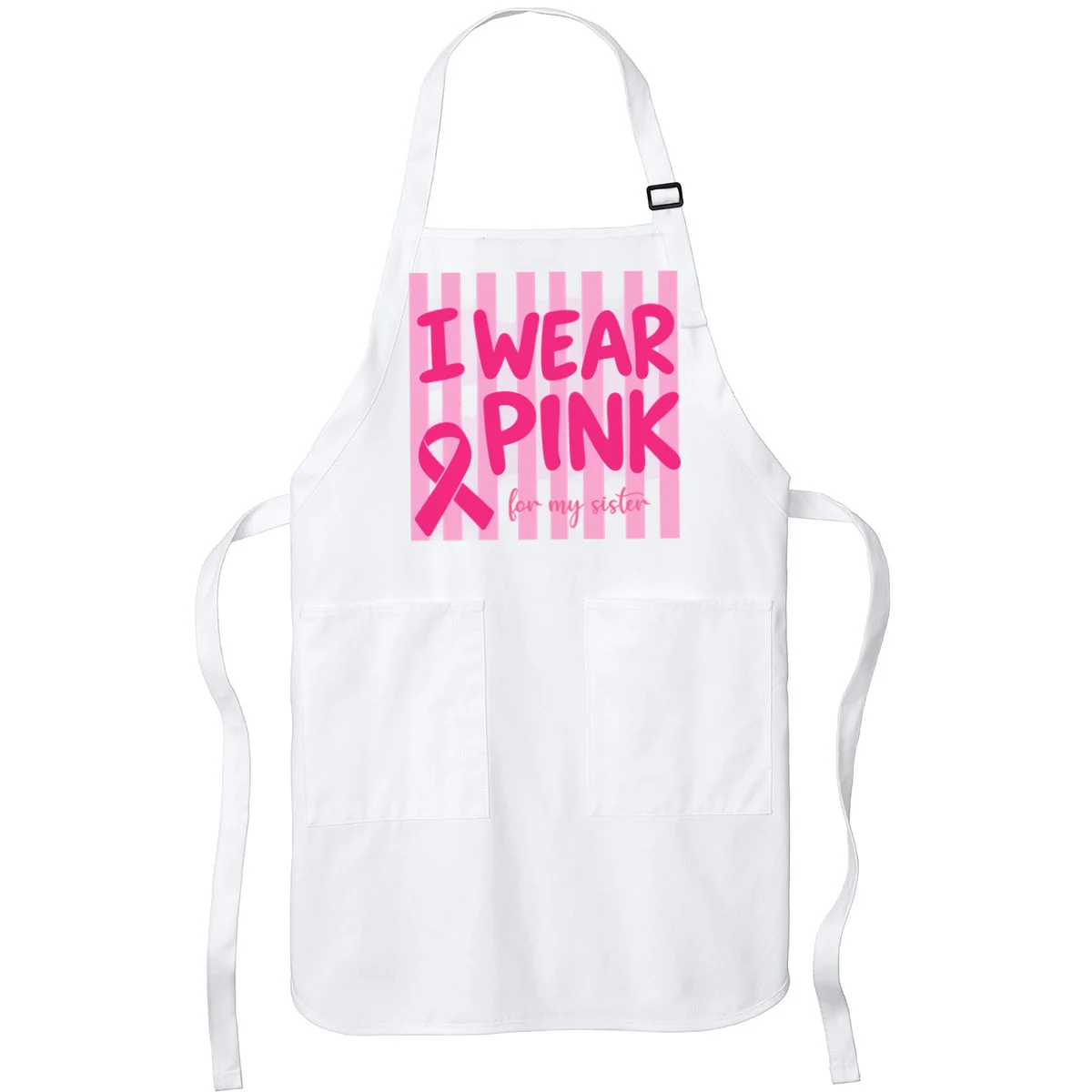 I Wear Pink Breast Cancer Awareness Personalized Relationship Custom Gift - Pink Ribbon Custom Relationship Gift Apron - Front