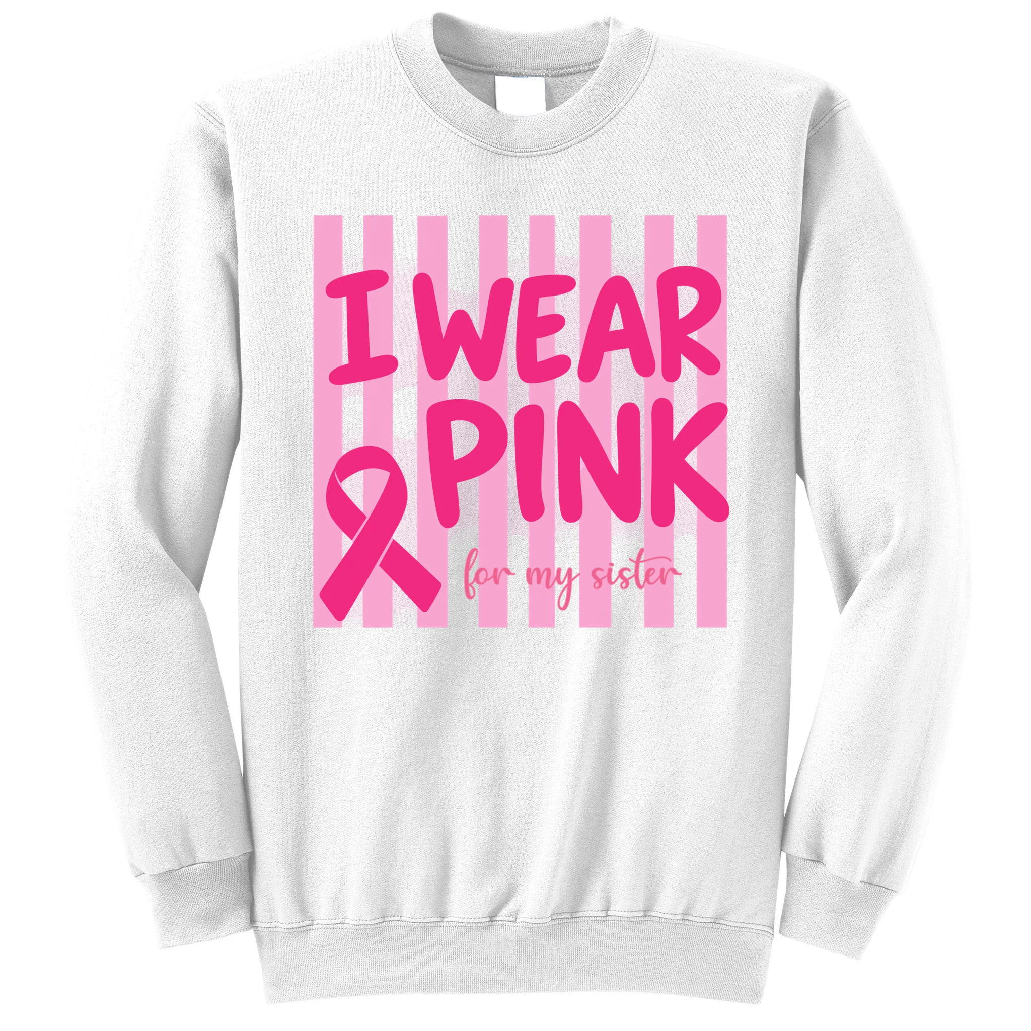 I Wear Pink Breast Cancer Awareness Personalized Relationship Custom Gift - Pink Ribbon Custom Relationship Gift Men's Sweatshirt - Front