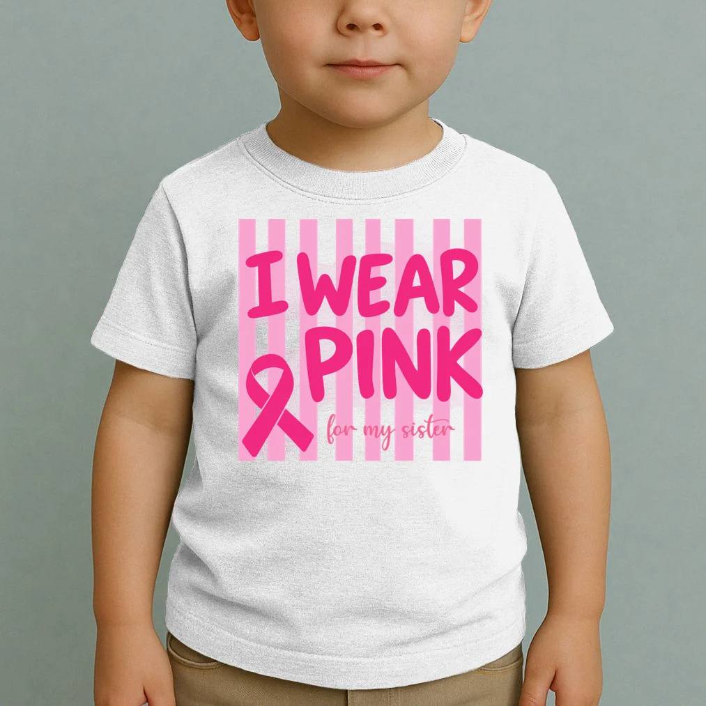 I Wear Pink Breast Cancer Awareness Personalized Relationship Custom Gift - Pink Ribbon Custom Relationship Gift Toddler T-Shirt - Front 1