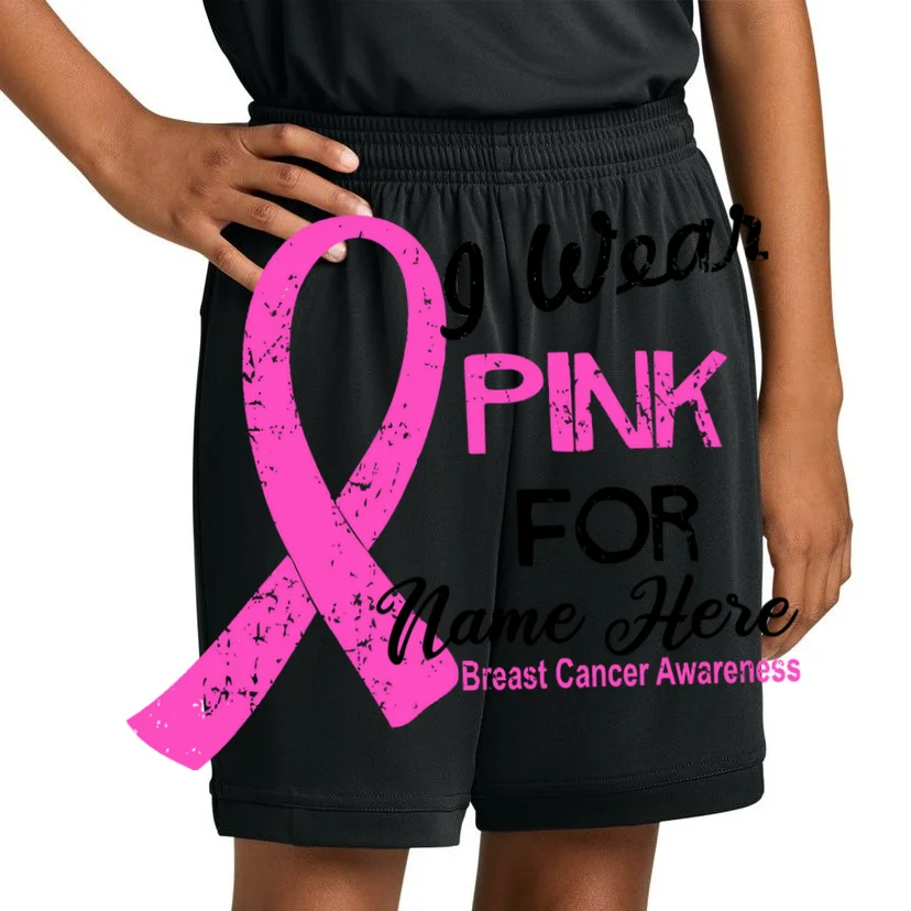 I Wear Pink For My Custom Breast Cancer Personalized Kids Shorts - Front 1
