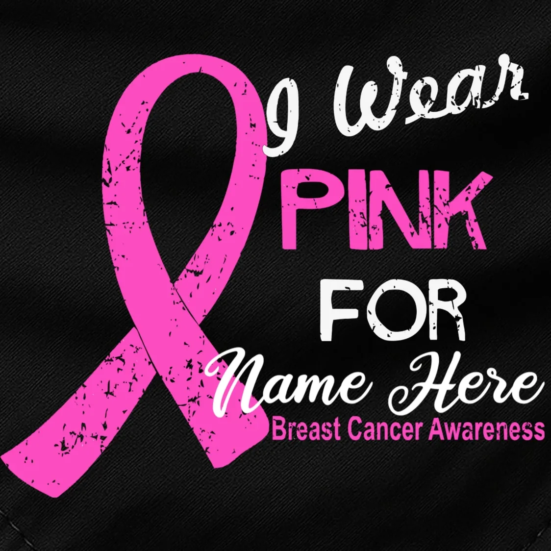 I Wear Pink For My Custom Breast Cancer Personalized Dog Bandana - Front - Close-up