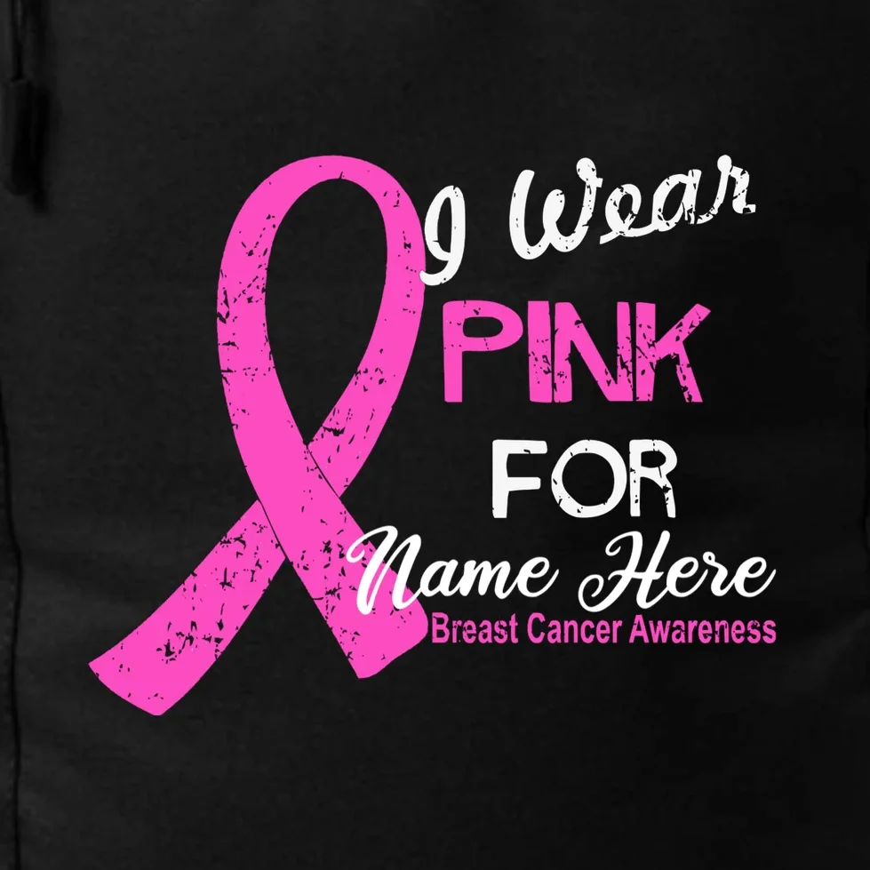I Wear Pink For My Custom Breast Cancer Personalized Backpack - Front - Close-up