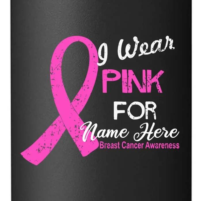 I Wear Pink For My Custom Breast Cancer Personalized 24oz Water Bottle - Front - Close-up
