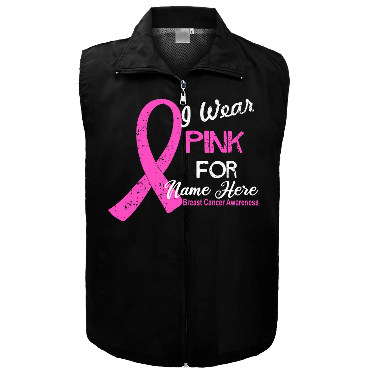 I Wear Pink For My Custom Breast Cancer Personalized Men's Vest - Front