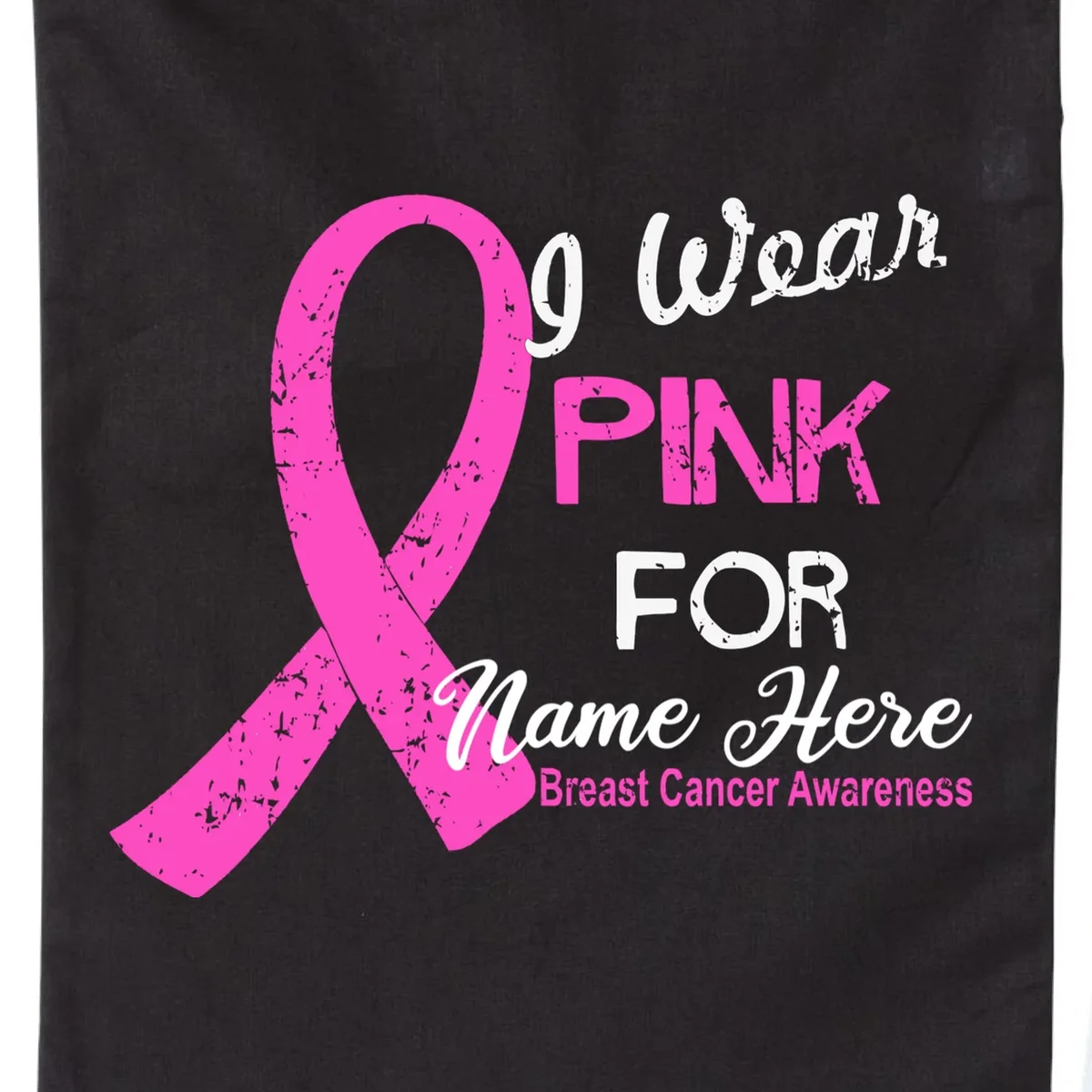 I Wear Pink For My Custom Breast Cancer Personalized Drawstring Bag - Front - Close-up