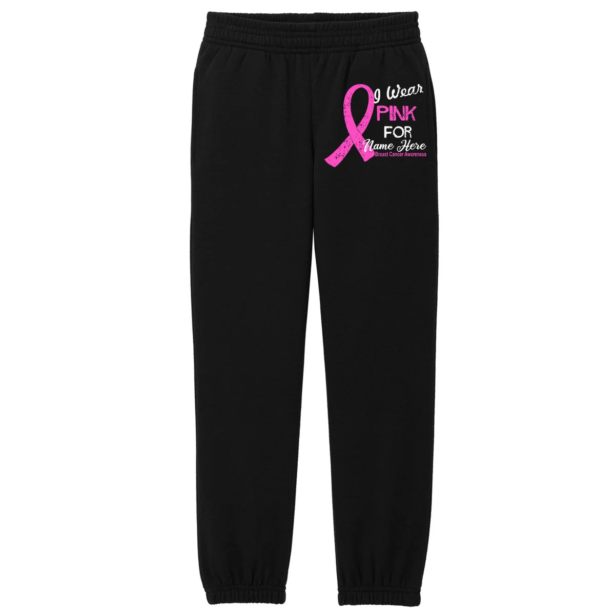 I Wear Pink For My Custom Breast Cancer Personalized Kids Fleece Sweatpants - Front