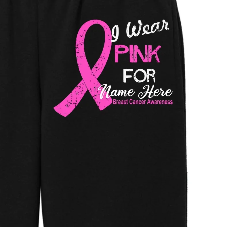 I Wear Pink For My Custom Breast Cancer Personalized Kids Fleece Sweatpants - Front - Close-up