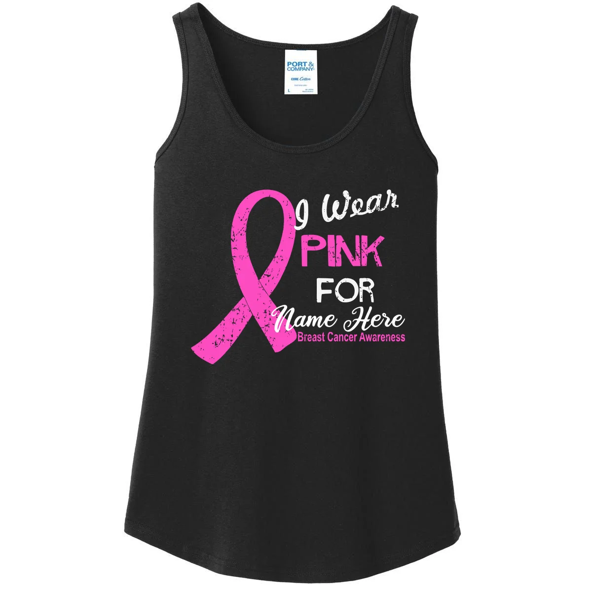 I Wear Pink For My Custom Breast Cancer Personalized Women's Tank Top - Front
