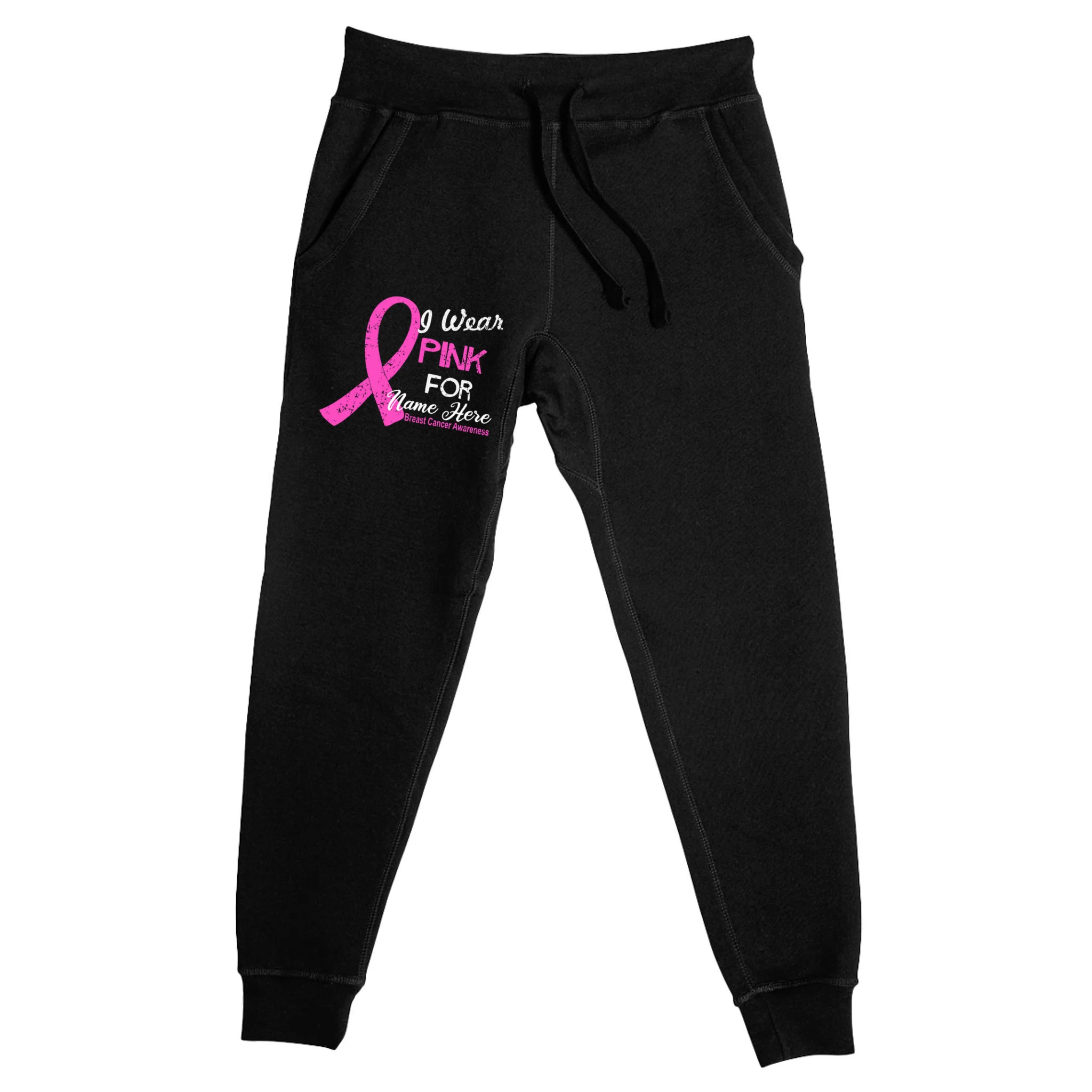 I Wear Pink For My Custom Breast Cancer Personalized Men's Sweatpants - Front
